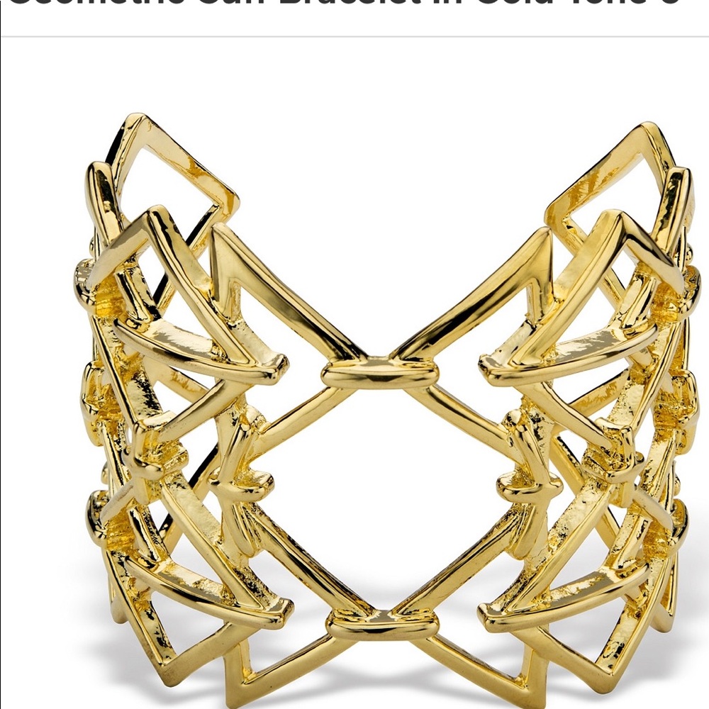 Open Triangle Geometric Cuff , Gold- Over - Picture 2 of 3